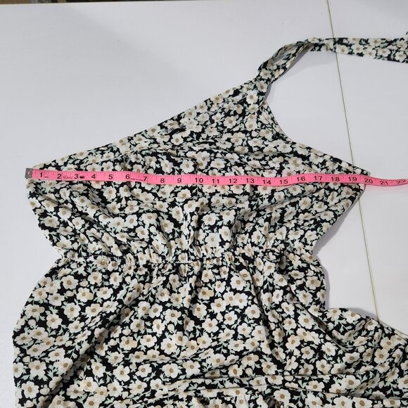 PrettyGarden Black Floral Print One-Shoulder Dress Size L - Picture 13 of 13